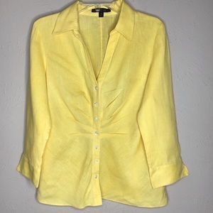 Lafayette 148 Yellow Linen Top Sz 10